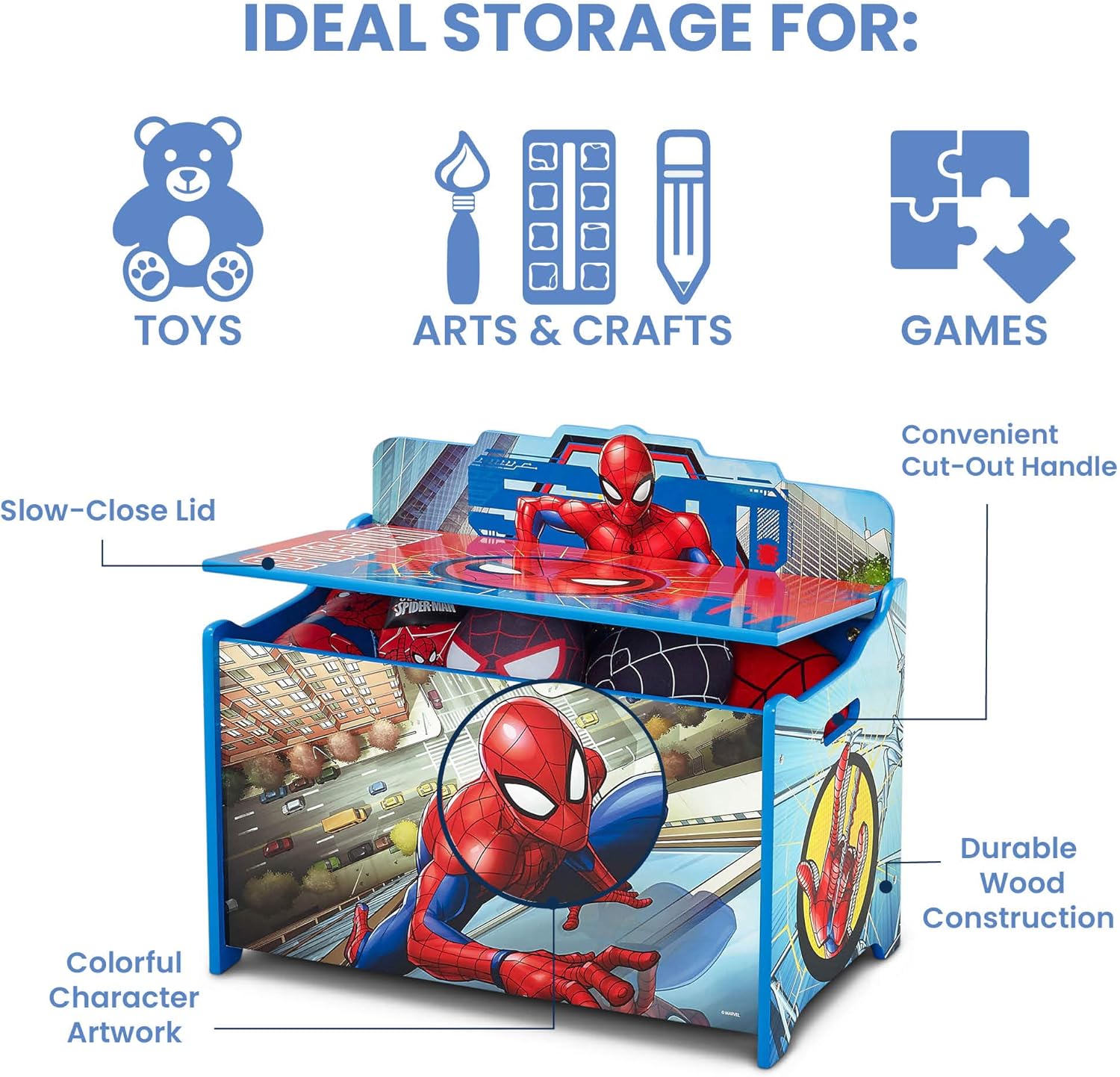 Delta Children - Brandclub - Delta Children Deluxe Toy Box, Spider-Man